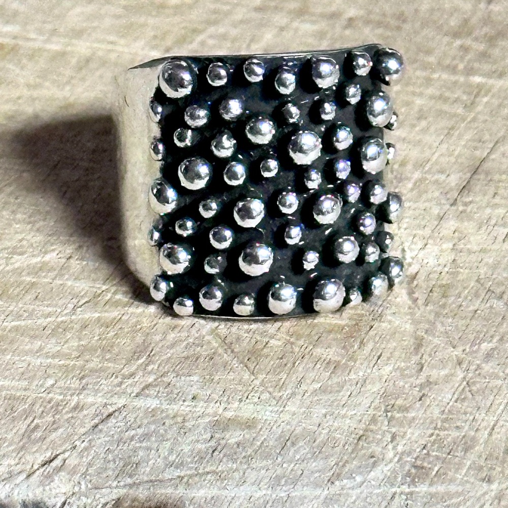 Sterling silver bubble Square Caviar Ring 6.5 7 shoofly505 bubbles